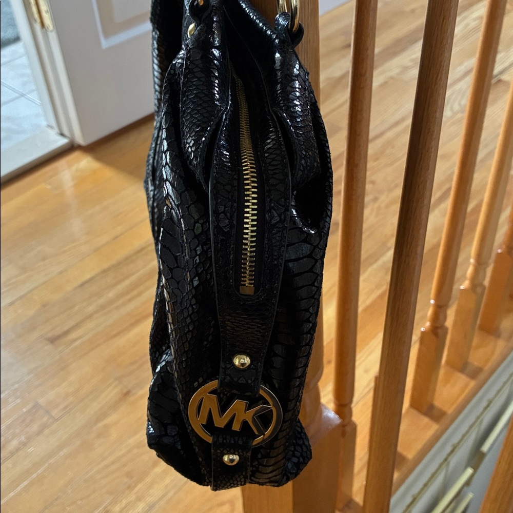 NWOT: Michael Kors Python Embossed Black Patent L… - image 4
